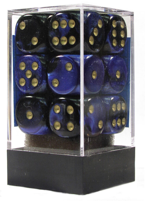Gemini Black-Blue/gold D6 16mm Dobbelste