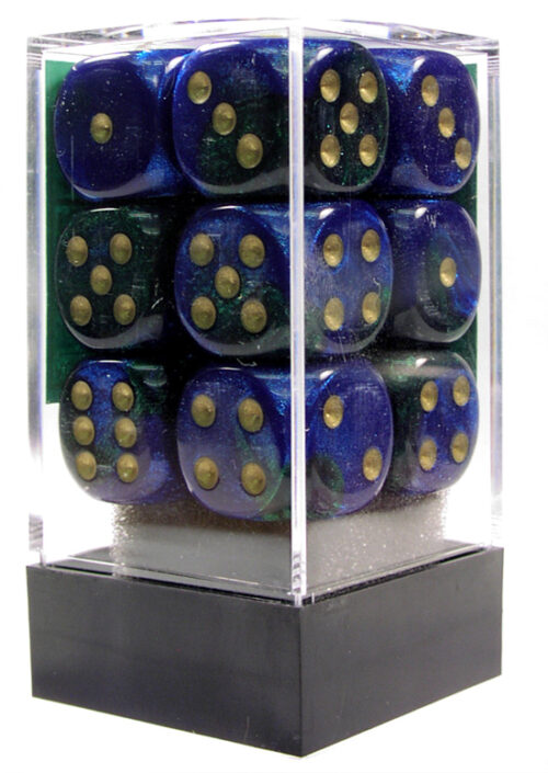Gemini Blue-Green/gold D6 16mm Dobbelste