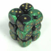 Gemini Black-Green/gold D6 16mm Dobbelst