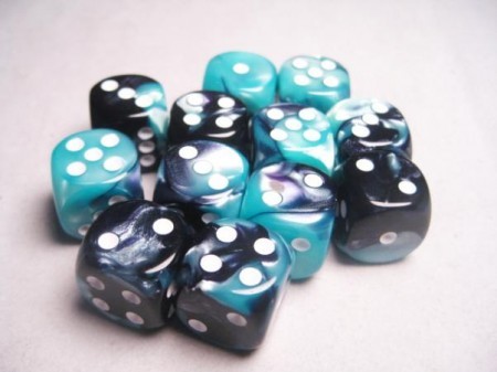 Gemini Black-Shell/white D6 16mm Dobbels