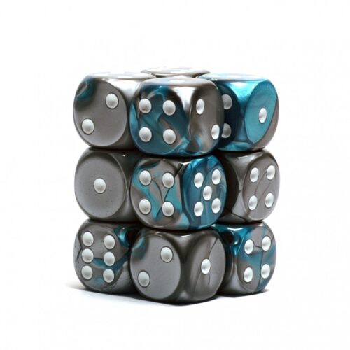 Gemini Steel-Teal/white D6 16mm Dobbelst