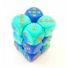 Gemini Blue-Teal/gold D6 16mm Dobbelstee