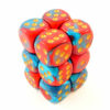 Gemini Red-Teal/gold D6 16mm Dobbelsteen