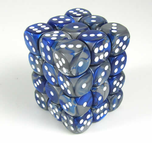 Gemini Blue-Steel/white D6 12mm Dobbelst