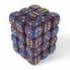 Gemini Blue-Purple/gold D6 12mm Dobbelst