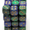 Gemini Blue-Green/gold D6 12mm Dobbelste