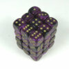Gemini Black-Purple/gold D6 12mm Dobbels