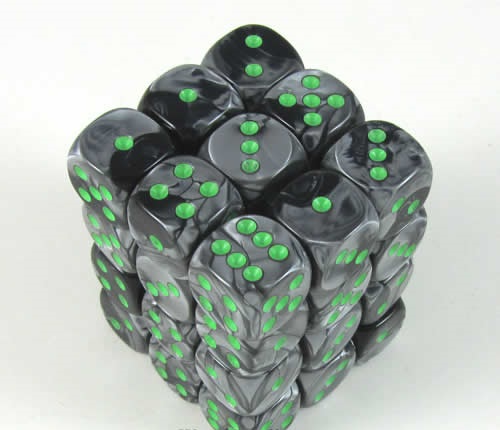 Gemini Black-Grey/green D6 12mm Dobbelst