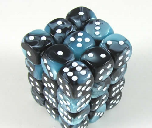 Gemini Black-Shell/white D6 12mm Dobbels