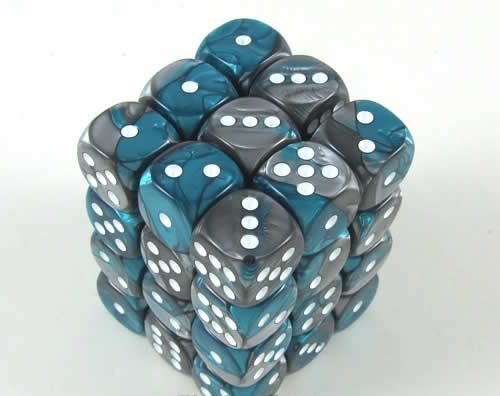 Gemini Steel-Teal/white D6 12mm Dobbelst