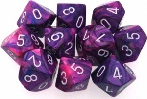 Festive Violet/white D10 Dobbelsteen Set
