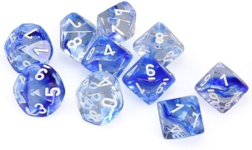Nebula Dark Blue/white D10 Dobbelsteen S