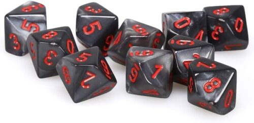 Velvet Black/red D10 Dobbelsteen Set (10