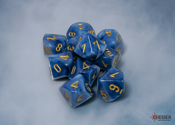 Phantom Teal/gold D10 Dobbelsteen Set (1