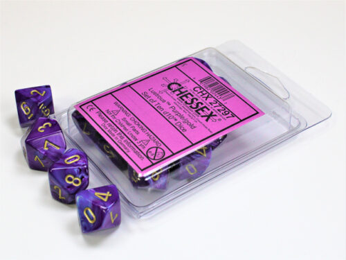 Lustrous Purple/gold D10 Dobbelsteen Set