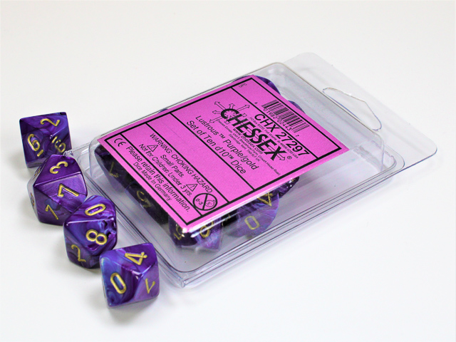 Lustrous Purple/gold D10 Dobbelsteen Set