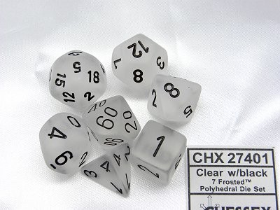 Frosted Clear/black Polydice Dobbelsteen