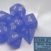 Frosted Blue/white Polydice Dobbelsteen