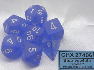 Frosted Blue/white Polydice Dobbelsteen