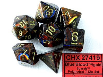 Scarab Blue Blood/gold Polydice Dobbelst