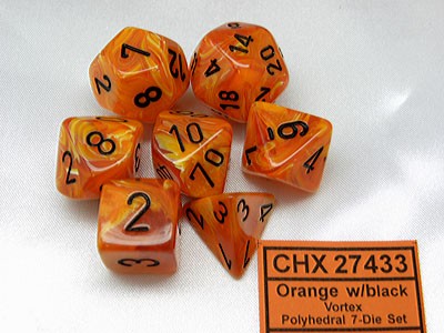 Vortex Orange/black Polydice Dobbelsteen