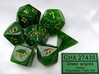 Vortex Green/gold Polydice Dobbelsteen S