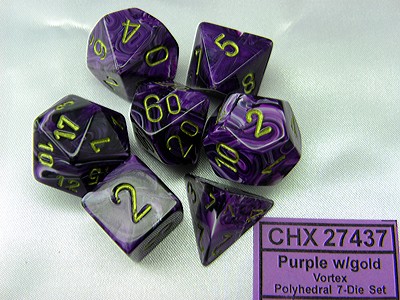Vortex Purple/gold Polydice Dobbelsteen