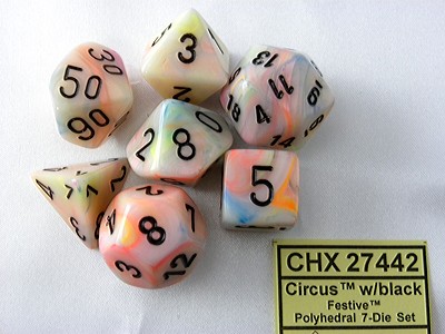 Festive Circus/black Polydice Dobbelstee