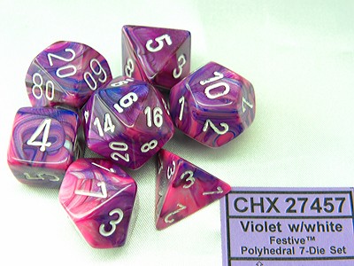 Festive Violet/white Polydice Dobbelstee