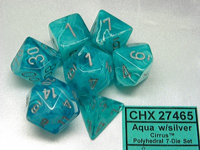 Cirrus Aqua/silver Polydice Dobbelsteen
