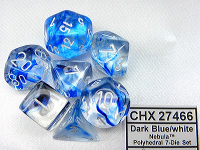 Nebula Dark Blue/white Polydice Dobbelst