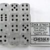 Frosted Clear/black D6 16mm Dobbelsteen