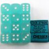 Frosted Teal/white D6 16mm Dobbelsteen S