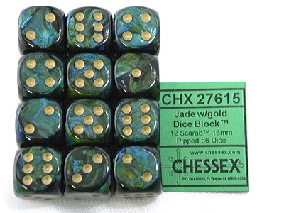 Scarab Jade/gold D6 16mm Dobbelsteen Set