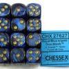 Scarab Royal Blue/gold D6 16mm Dobbelste