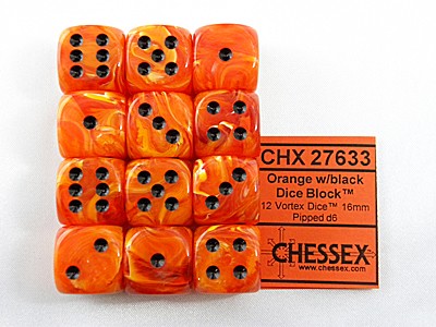 Vortex Orange/black D6 16mm Dobbelsteen