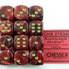 Vortex Burgundy/gold D6 16mm Dobbelsteen