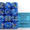 Vortex Blue/gold D6 16mm Dobbelsteen Set
