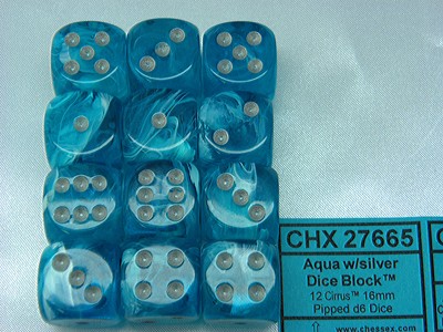 Cirrus Aqua/silver D6 16mm Dobbelsteen S
