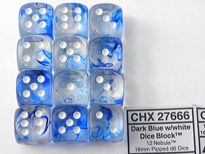 Nebula Dark Blue/white D6 16mm Dobbelste