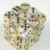 Marble Ivory/black D6 12mm Dobbelsteen S
