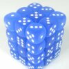 Frosted Blue/white D6 12mm Dobbelsteen S
