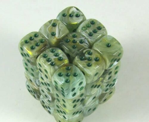 Marble Green/dark green D6 12mm Dobbelst