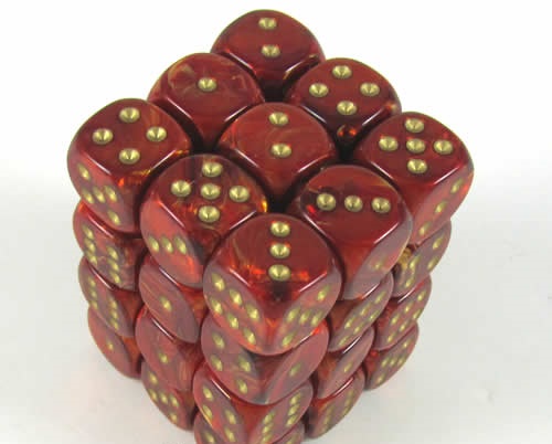 Scarab Scarlet/gold D6 12mm Dobbelsteen