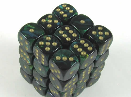 Scarab Jade/gold D6 12mm Dobbelsteen Set