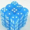 Frosted Caribbean Blue/white D6 12mm Dob