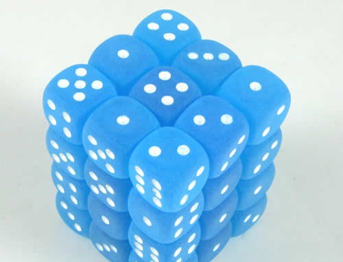 Frosted Caribbean Blue/white D6 12mm Dob