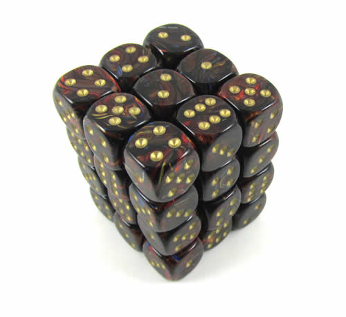 Scarab Blue Blood/gold D6 12mm Dobbelste