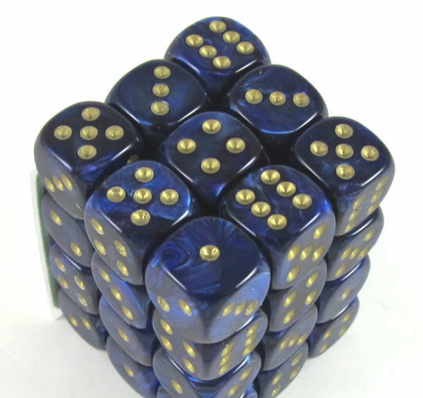 Scarab Royal Blue/gold D6 12mm Dobbelste