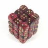Chessex Vortex Burgundy/gold D6 12mm Dobbelsteen Set (36 stuks) – vanaf 3 jaar